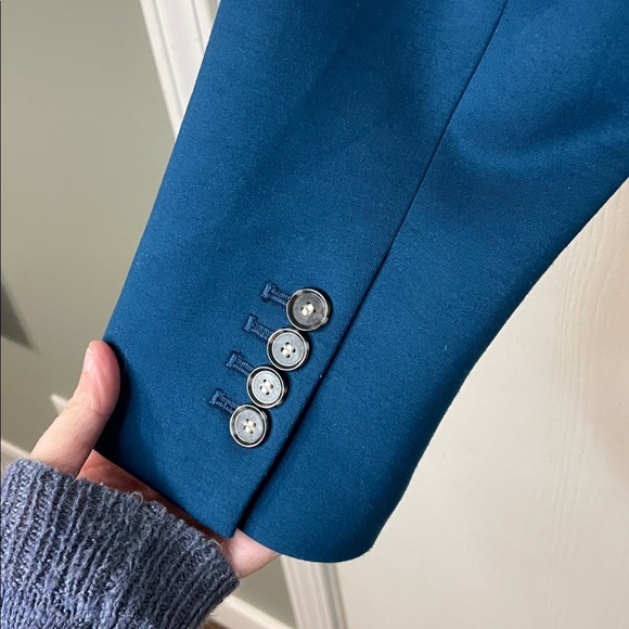 Ann Taylor The Cutaway Blazer in Double Knit Sea Teal Blue Size 10 - Picture 8 of 10